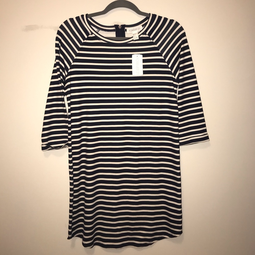 Striped Navy Blue and White Dress